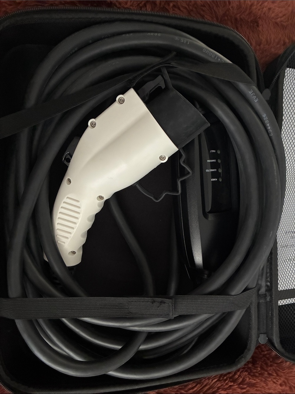 White EV Charging Cable and Connector for Electric Vehicles